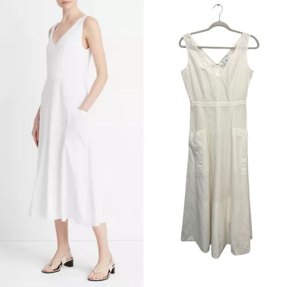 GOOP $625 Linen Cotton Midi dress with side pockets - Picture 1 of 7